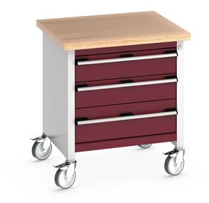 41002091.** Bott Cubio Mobile Storage Workbench 750mm wide x 750mm Deep x 840mm high supplied with a Multiplex (layered beech ply) worktop and 3 integral...